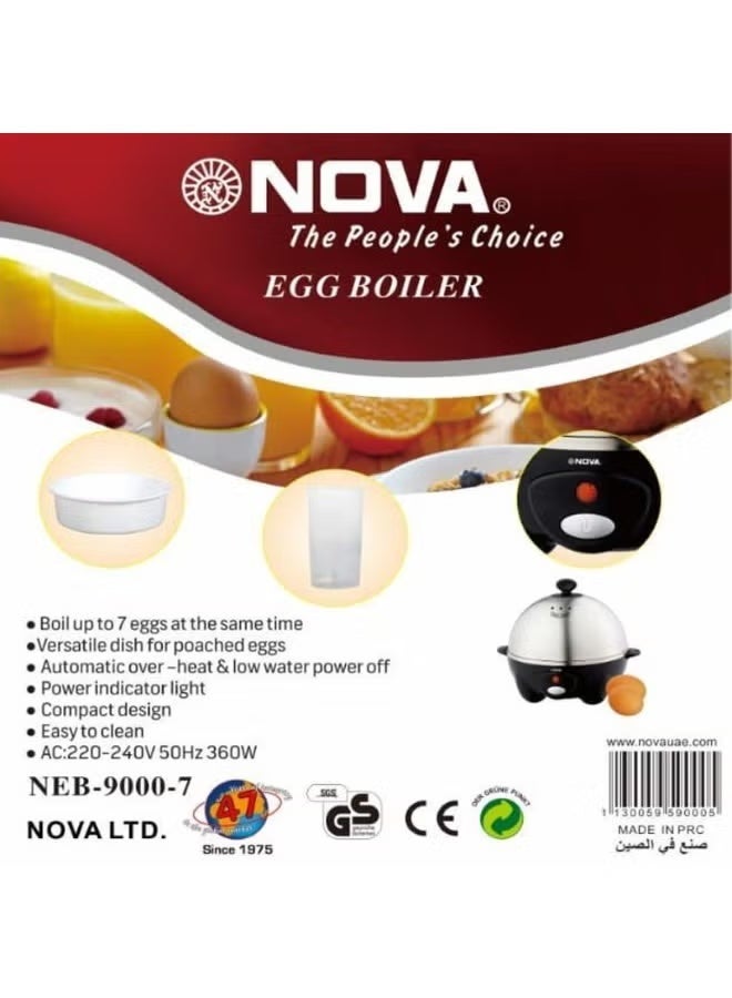 Nova 360W Egg Boiler Electric Egg Cooker with Automatic Power Off, Overheating Protection, Stainless Steel Body, Compact Design, Easy Cleaning, Fast Breakfast Cooking for Boiled Eggs - Image 4
