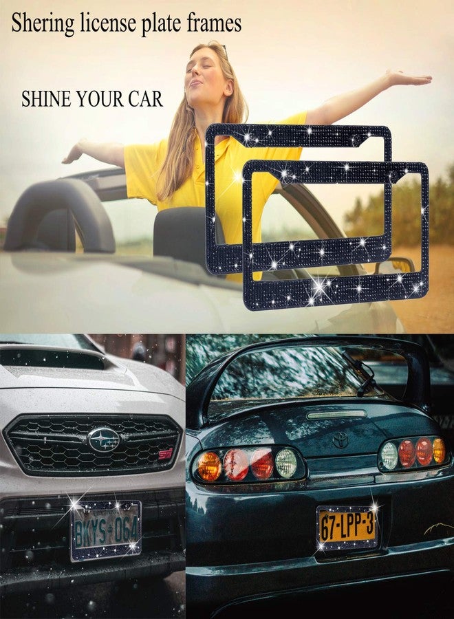 Shering Bling 2 Pack License Plate Frame with Premium Gift Box 1200pcs Rhinestones for Women (Black Rhinestones) - Image 3