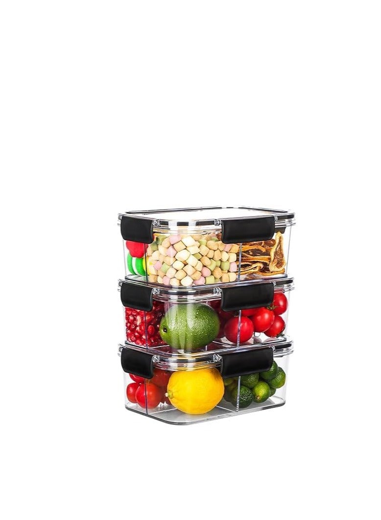 3pcs/set Clear Acrylic Square Durable Moistureproof Food Storage Containers Cereal Storage Canisters 400ml H - Image 1
