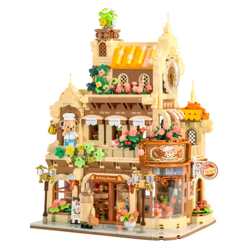 Penrose Teddy Baking House with Lights, Street Scene Assembly Toy, Educational Building Blocks, Decoration, Gift for Boys and Girls, Internet Sensation - Image 5