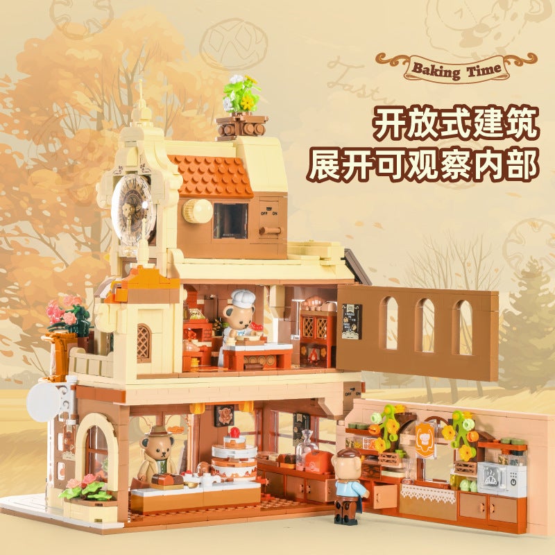 Penrose Teddy Baking House with Lights, Street Scene Assembly Toy, Educational Building Blocks, Decoration, Gift for Boys and Girls, Internet Sensation - Image 3