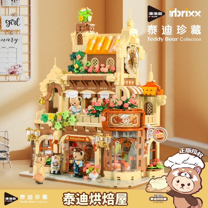 Penrose Teddy Baking House with Lights, Street Scene Assembly Toy, Educational Building Blocks, Decoration, Gift for Boys and Girls, Internet Sensation - Image 1