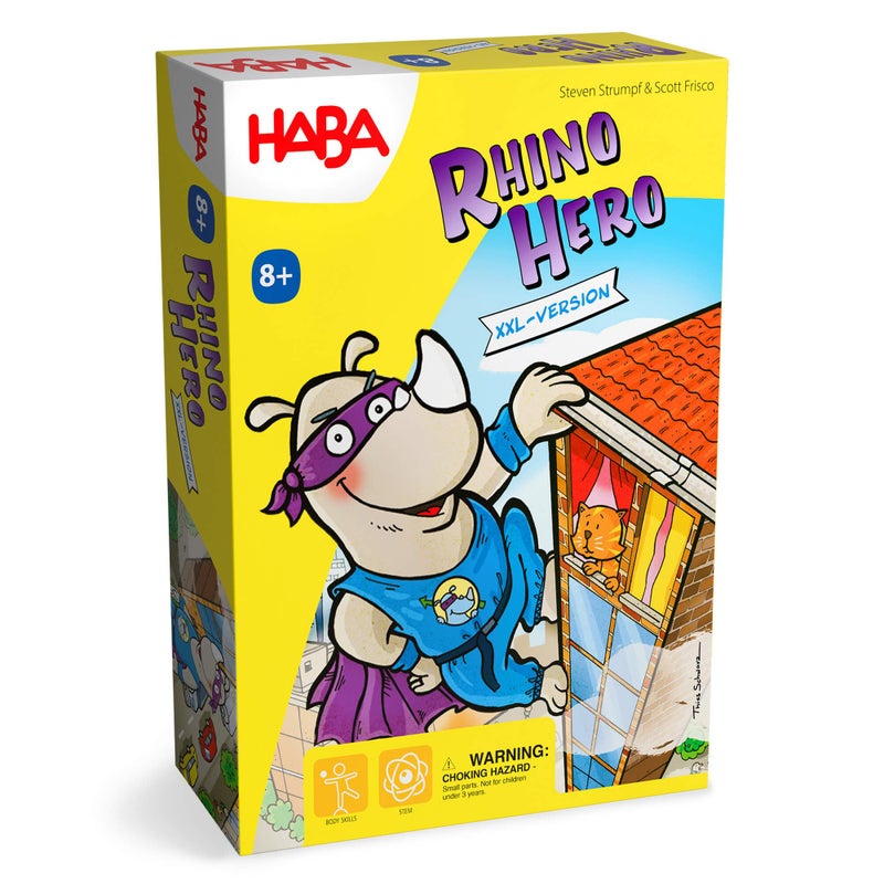HABA Rhino Hero XXL Giant Games Version of The Classic Super Hero Card Stacking Game for Team Building and Family Fun Ages 8 Years and Up - Image 3