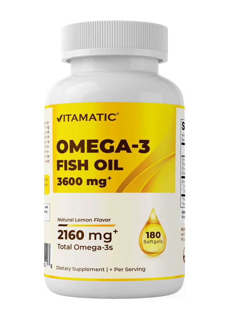 Vitamatic Omega-3 Fish Oil Natural Lemon 180 Softgels