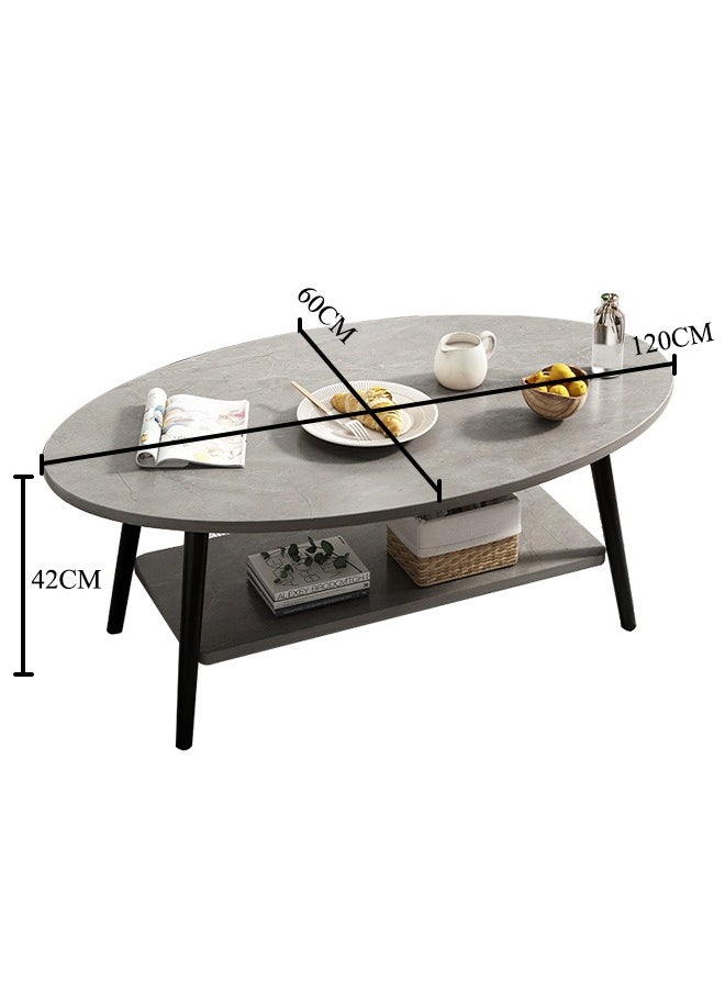 Coffee Table with Shelf Wooden Marble Pattern Can Store and Display Multiple Scenes Use Coffee Table Suitable for Home Living Room Office