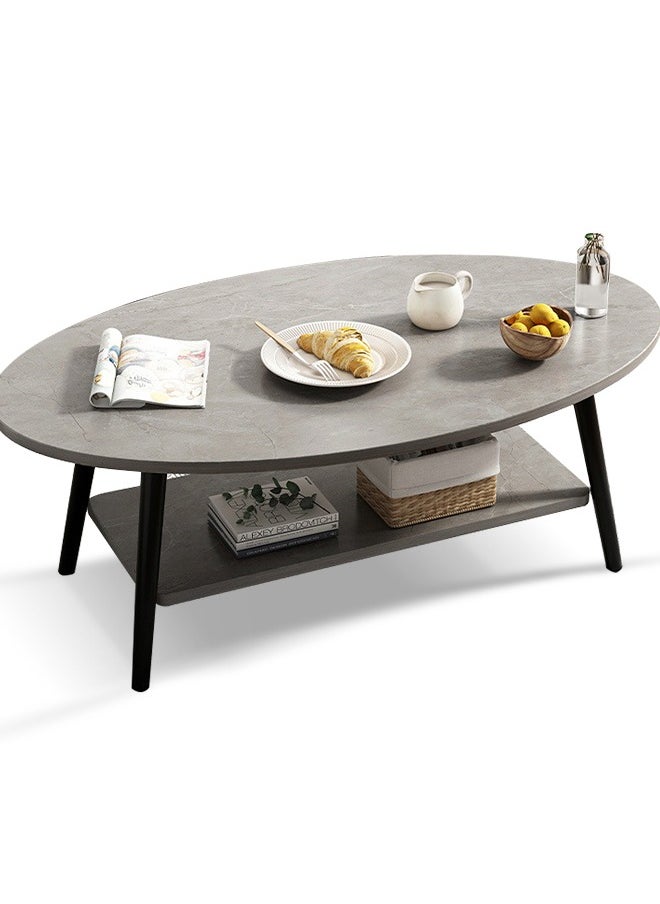Coffee Table with Shelf Wooden Marble Pattern Can Store and Display Multiple Scenes Use Coffee Table Suitable for Home Living Room Office