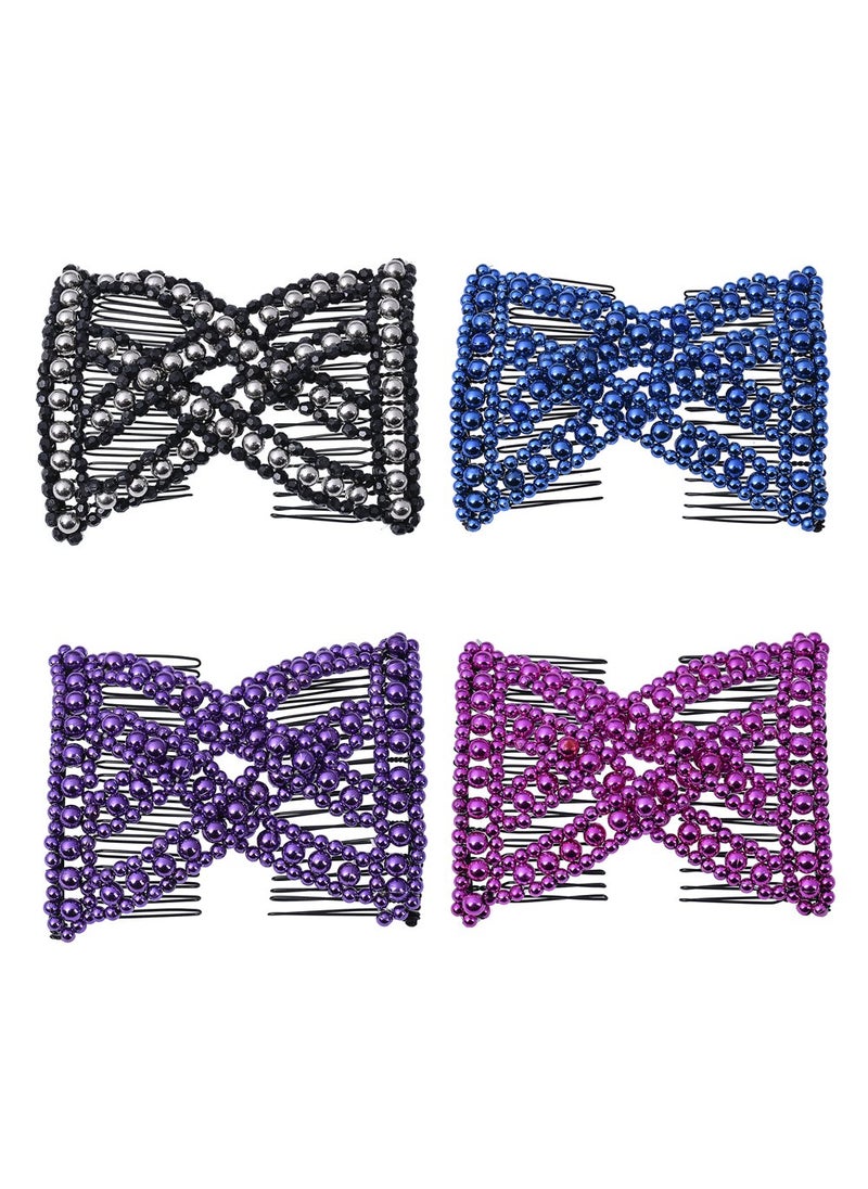 Ruihfas - Ruihfas Easy Stretchable Combs Double Slides Stretching Hair Combs Lady Women Girls DIY Hair Accessories Magic Hair Clips Comb 4count - Image 1
