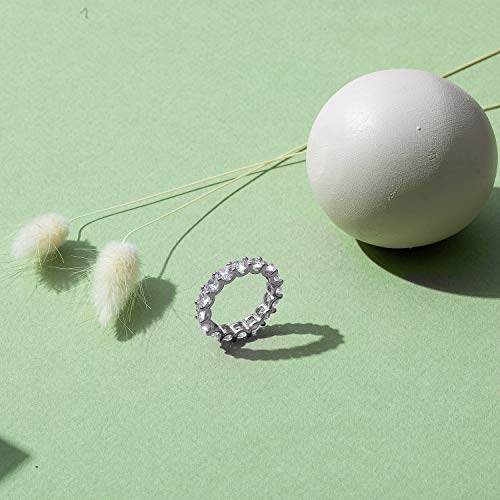 PAVOI Rhodium Plated Cubic Zirconia Love Ring - 4mm Stackable Bands for Women - Gold Eternity Rings, Size 5 - Image 3