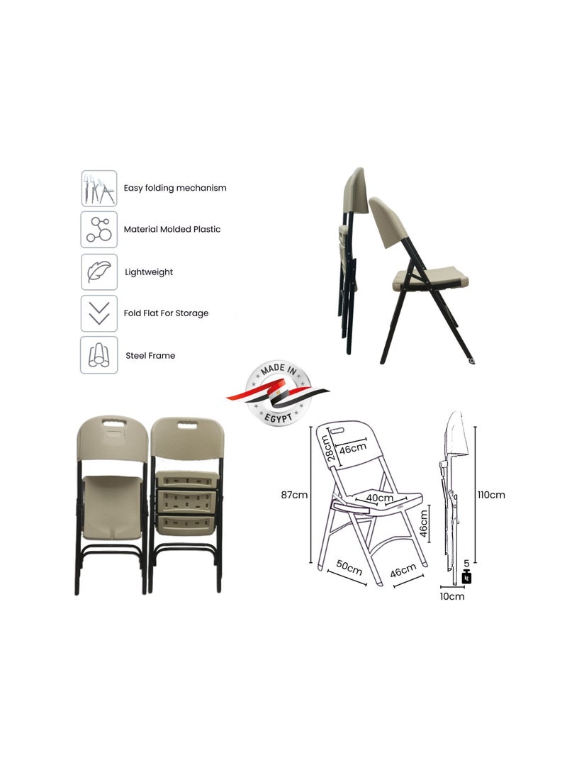 5 pieces folding furniture set 88cm square table with 4 beige chairs