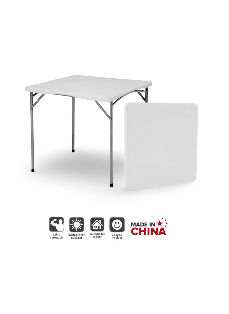 5 pieces folding furniture set 88cm square table with 4 beige chairs