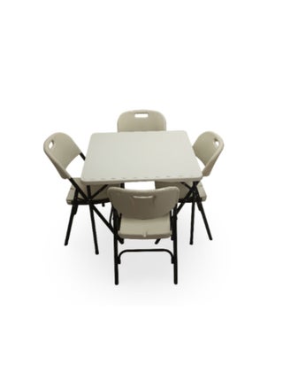 5 pieces folding furniture set 88cm square table with 4 beige chairs - pzsku/ZAC4D646106DED8659B8DZ/45/_/1736227065/f2f678a7-ef91-4aa4-b914-18ef96214225