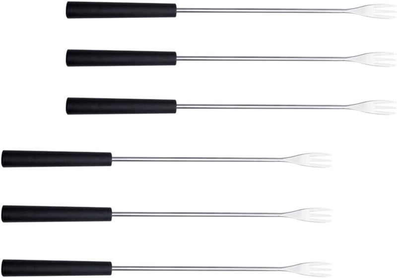 Stainless Steel Cheese Forks and Fruit Fondue Forks with Long PP Handles, 6pcs Set for Household Grilling, Chocolate Fountain, and Dessert Serving - Image 1