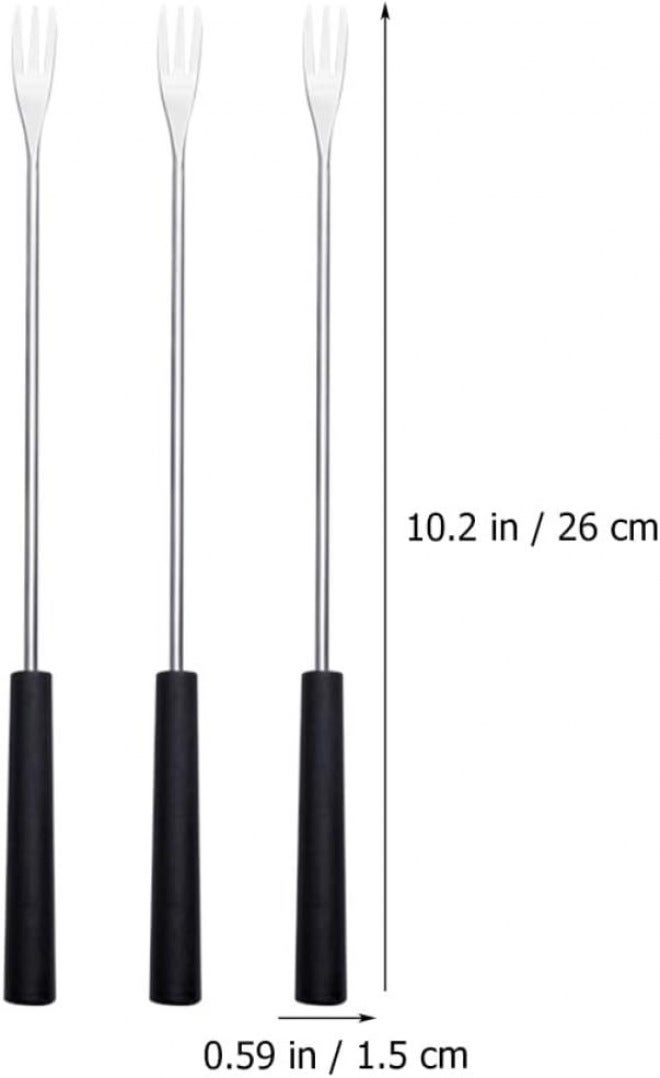 Stainless Steel Cheese Forks and Fruit Fondue Forks with Long PP Handles, 6pcs Set for Household Grilling, Chocolate Fountain, and Dessert Serving - Image 2