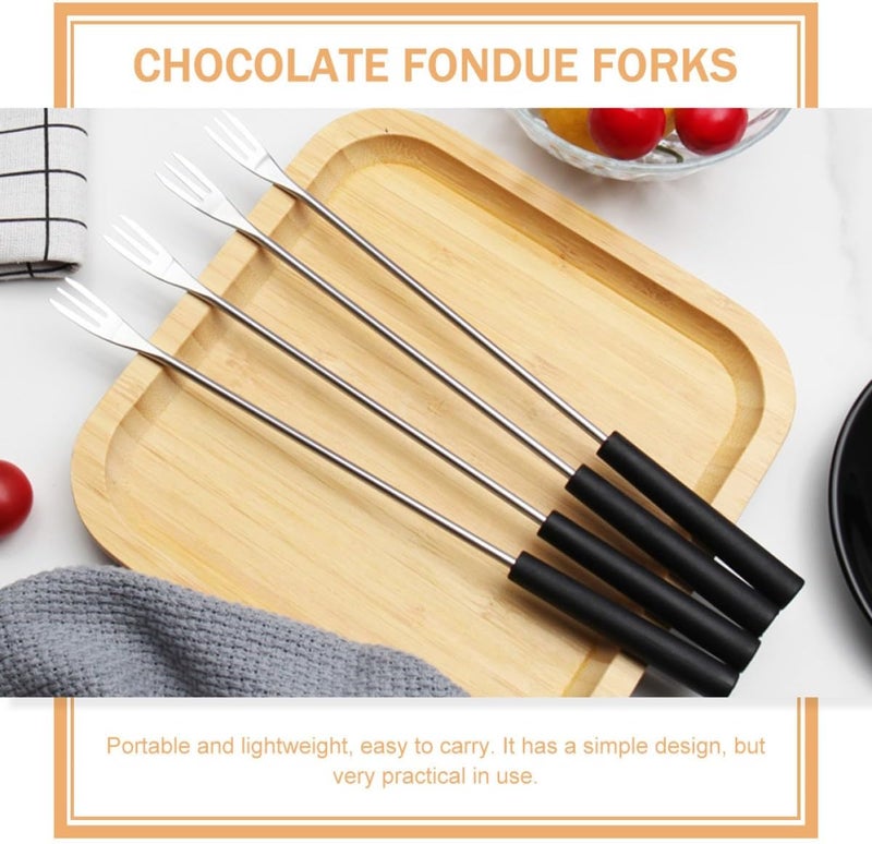 Stainless Steel Cheese Forks and Fruit Fondue Forks with Long PP Handles, 6pcs Set for Household Grilling, Chocolate Fountain, and Dessert Serving - Image 4