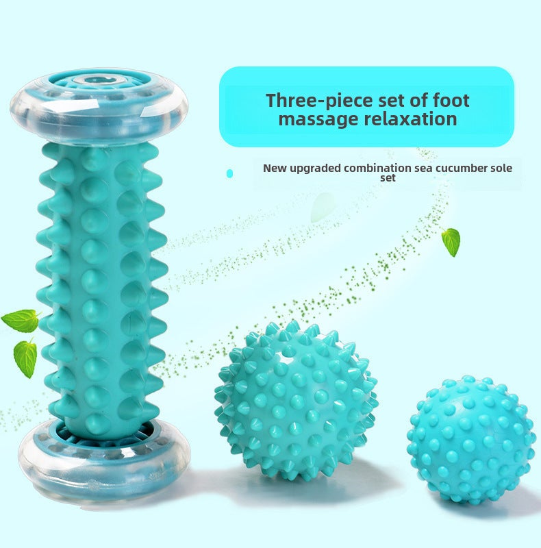 Oujian foot massage roller foot fascia ball flat foot relaxation massage fitness home massage artifact([Wolf tooth 3-piece set] green) - Image 1