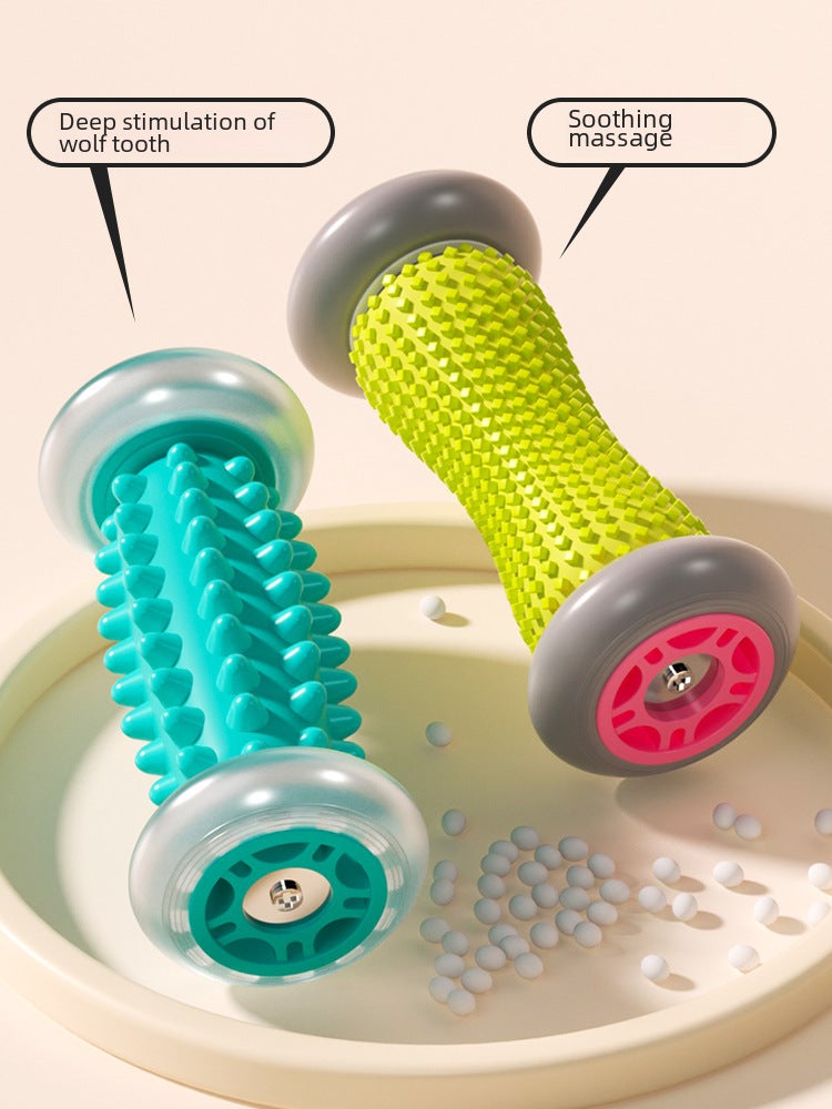 Oujian foot massage roller foot fascia ball flat foot relaxation massage fitness home massage artifact([Wolf tooth 3-piece set] green) - Image 4