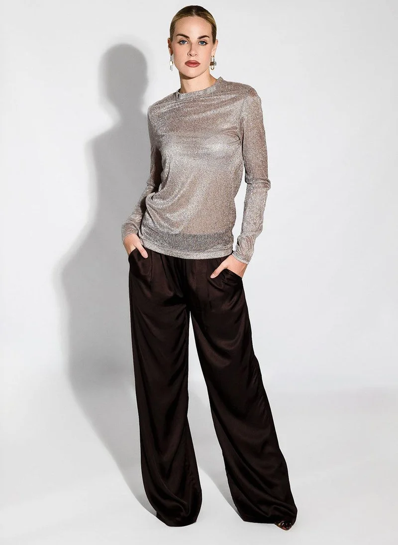 جانارا جونز Golden Shimmering Mesh Teresa Top