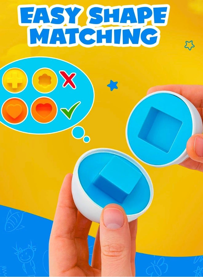 Chase Up Matching Eggs Montessori Toy for Toddlers 1-5 Ages – 12 Pcs Shape & Color Puzzle in Chicken Case – Educational Baby Toys for Girls & Boys – Learning Toys and Games for Kids Ages 1 2 3 4 5 - Image 2