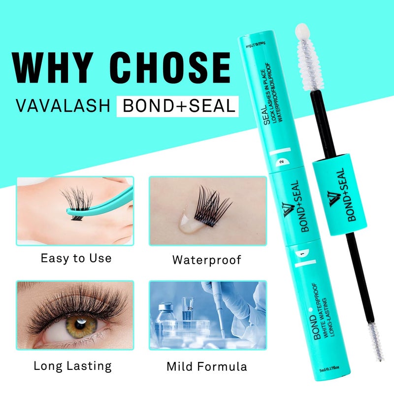 VAVALASH Bond and Seal Lash Clusters Glue 2 in 1 Long Lasting Clear Cluster Lash Glue for Eyelash Extensions Waterproof Adhesive and Sealant 48-72 Hours DIY Eyelash Extension - Image 4