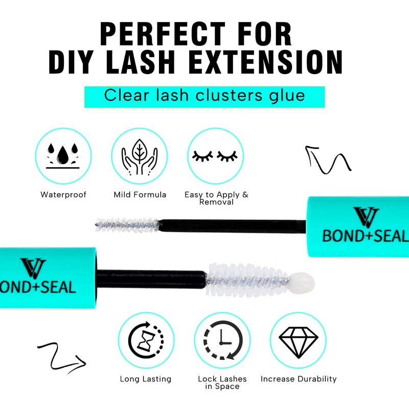 VAVALASH Bond and Seal Lash Clusters Glue 2 in 1 Long Lasting Clear Cluster Lash Glue for Eyelash Extensions Waterproof Adhesive and Sealant 48-72 Hours DIY Eyelash Extension - Image 3