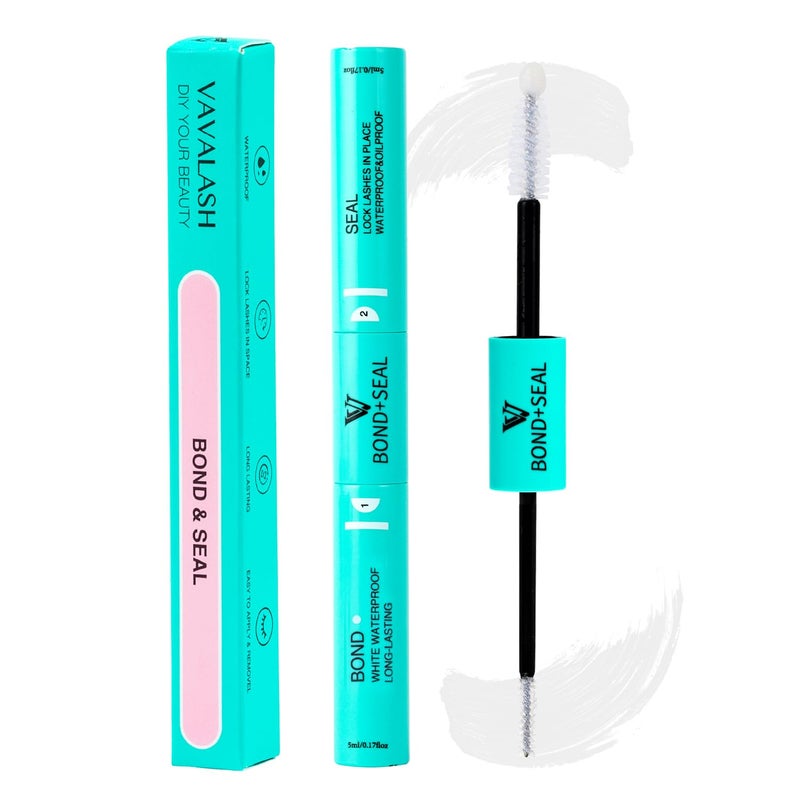 VAVALASH Bond and Seal Lash Clusters Glue 2 in 1 Long Lasting Clear Cluster Lash Glue for Eyelash Extensions Waterproof Adhesive and Sealant 48-72 Hours DIY Eyelash Extension - Image 1