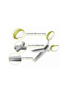 Multipurpose Scissors - 5 Stainless Steel Blades and Cleaning Comb, Cover along with Garlic Peeler, Sharp Dishwasher Safe Kitchen Gadget for Chopping Cilantro, Scallion, Coriander, Basil. (Green) - pzsku/ZAC4D9B46DF5E885E821DZ/45/_/1720245926/330ddd75-88b7-45d0-98a8-2e212527b478