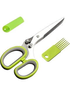 Multipurpose Scissors - 5 Stainless Steel Blades and Cleaning Comb, Cover along with Garlic Peeler, Sharp Dishwasher Safe Kitchen Gadget for Chopping Cilantro, Scallion, Coriander, Basil. (Green) - pzsku/ZAC4D9B46DF5E885E821DZ/45/_/1720245941/f2b242cf-540e-4d88-b036-5a9d9a244e2f