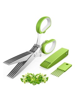 Multipurpose Scissors - 5 Stainless Steel Blades and Cleaning Comb, Cover along with Garlic Peeler, Sharp Dishwasher Safe Kitchen Gadget for Chopping Cilantro, Scallion, Coriander, Basil. (Green) - pzsku/ZAC4D9B46DF5E885E821DZ/45/_/1720245953/80a33888-e839-4b6f-ae6f-683d35869003