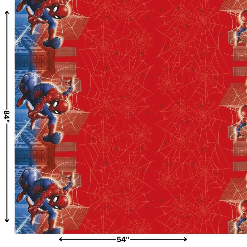 Unique Spiderman Tablecloth (54" x 84") 1 Count - Red and Blue Disposable Rectangular Plastic Tableware - Spider Man Plastic Table Cover - Perfect For Birthday Celebrations and Party Decorations - Image 2