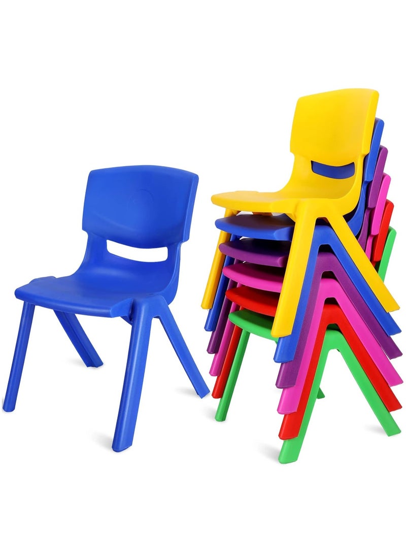 صندوق العاب 6 قطع كراسي مدرسية قابلة للتكديس، كراسي بلاستيكية قابلة للتكديس، ارتفاع الجلوس، كراسي الفصول الدراسية للأطفال الصغار، للاستخدام الداخلي والخارجي، غرفة اللعب المنزلية، الحضانة والتعلم في مرحلة ما قبل المدرسة، متعددة الألوان - Image 1