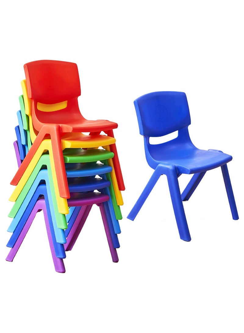 صندوق العاب 6 قطع كراسي مدرسية قابلة للتكديس، كراسي بلاستيكية قابلة للتكديس، ارتفاع الجلوس، كراسي الفصول الدراسية للأطفال الصغار، للاستخدام الداخلي والخارجي، غرفة اللعب المنزلية، الحضانة والتعلم في مرحلة ما قبل المدرسة، متعددة الألوان - Image 2