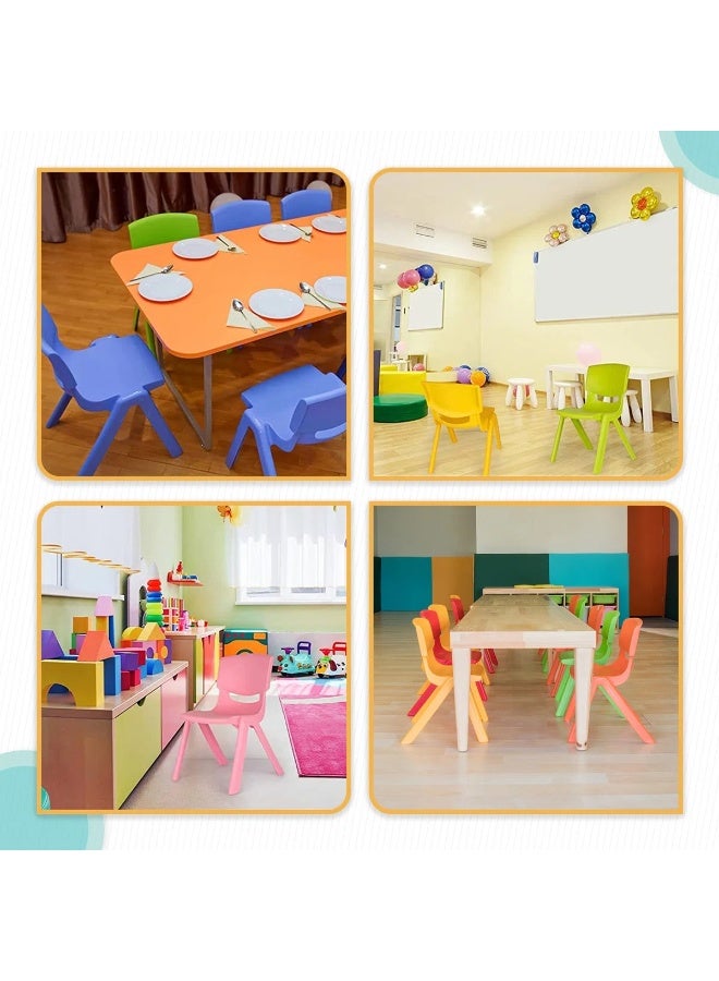 صندوق العاب 6 قطع كراسي مدرسية قابلة للتكديس، كراسي بلاستيكية قابلة للتكديس، ارتفاع الجلوس، كراسي الفصول الدراسية للأطفال الصغار، للاستخدام الداخلي والخارجي، غرفة اللعب المنزلية، الحضانة والتعلم في مرحلة ما قبل المدرسة، متعددة الألوان - Image 3