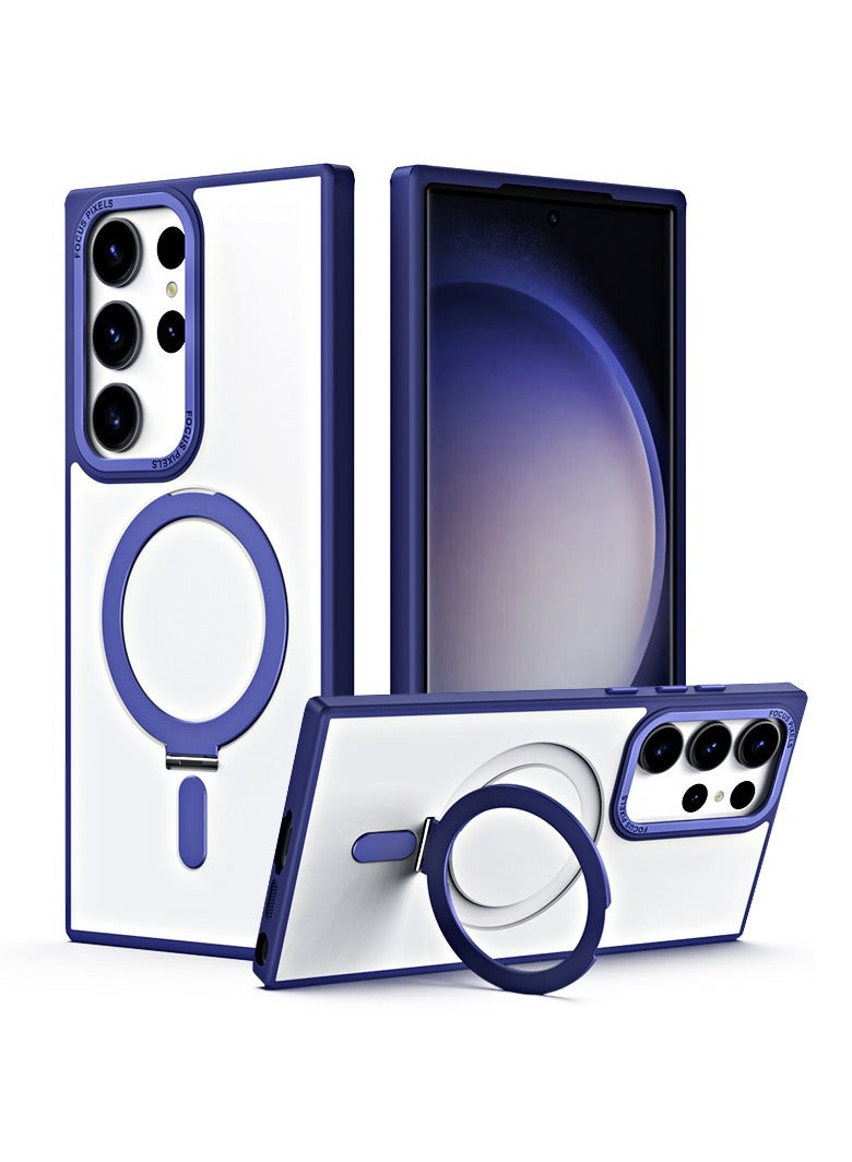 عام حافظة هاتف Samsung Galaxy S23 Ultra/S23 Plus/S23 متوافقة مع معيار الجيش ومتوافقة مع تقنية MagSafe، وتحتوي على حامل مغناطيسي غير مرئي ومقاوم للسقوط.