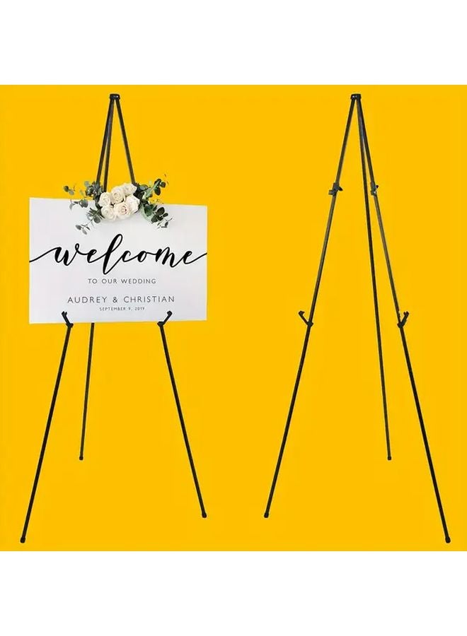 White Portable 63 Inch Foldable Display Stand Adjustable Height Tripod Easel - Image 3