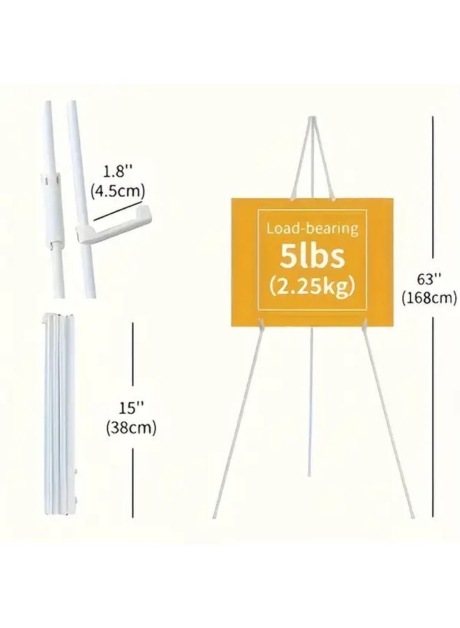 White Portable 63 Inch Foldable Display Stand Adjustable Height Tripod Easel - Image 4