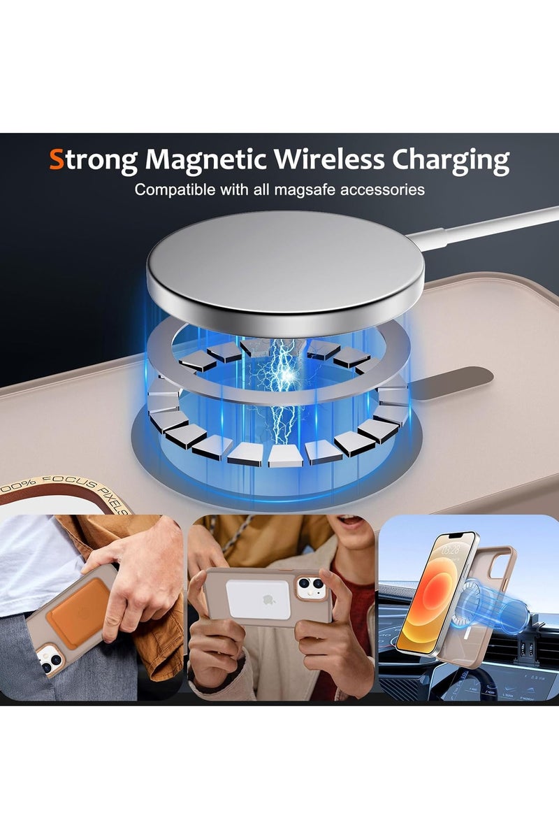 Denx Matte Magnetic case for iPhone 11, High Grade Drop Protection with Shockproof Strip, Translucent Matte Back Phone Case (Desert Titanium) - Image 4