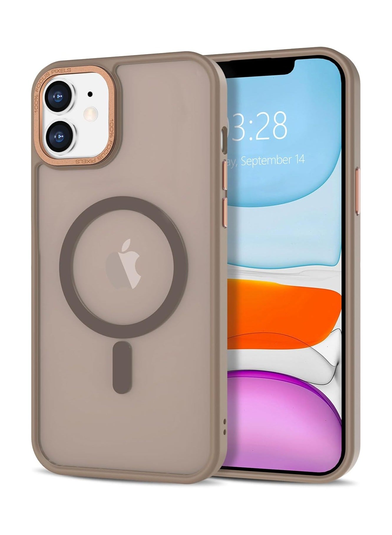Matte Magnetic case for iPhone 11, High Grade Drop Protection with Shockproof Strip, Translucent Matte Back Phone Case (Titanium Gold)