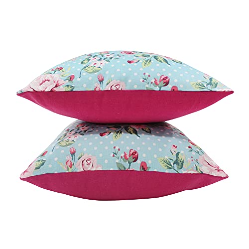 AIRWILL Cotton Small Pink Rose Themed Cushion Covers for Cushions & Pillows (Pink & Green, Pack of 5) - Image 4
