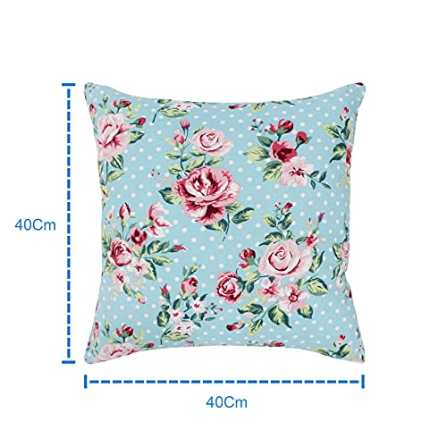 AIRWILL Cotton Small Pink Rose Themed Cushion Covers for Cushions & Pillows (Pink & Green, Pack of 5) - Image 2