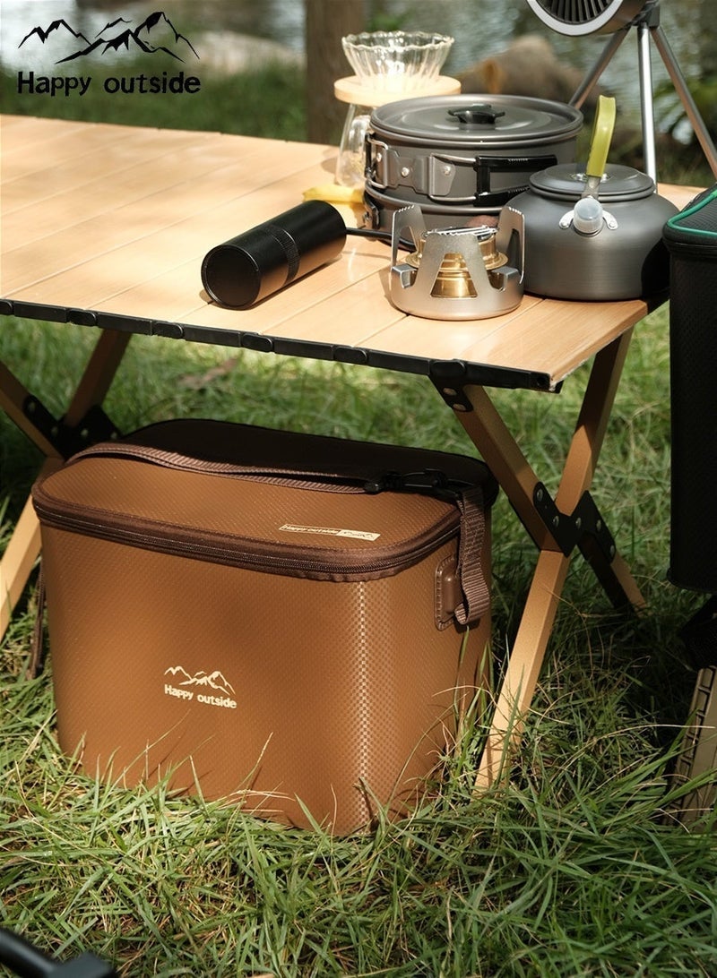 happy outside 18-20L Thermal Insulated Lunch Bag, Insulated Cooler Shoulder Bag, Thickened EVA Food Contact Material (Sand-proof & Dust-proof & Wind-proof & Water-resistant), Large Bento Food Drink Tote Bag for Home&Outdoor Travel Office Work School Beach Gym Picnic Fishing Camping, Adult Kids Men Women, 34X24.5X23cm Foldable (Coffee Deep Brown) - Image 4