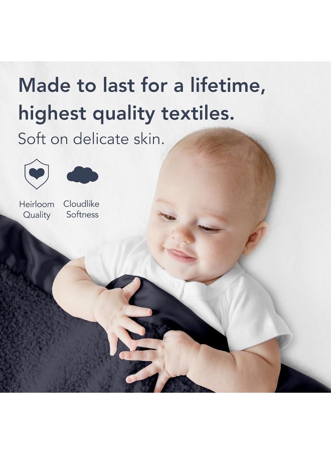 Little Giraffe Little Giraffe Baby Blanket - Chenille Soft Blanket with Satin Trim - Baby Stroller Blanket - Newborn Baby Essentials & Gifts - 29" x 35" - Denim  - Image 2