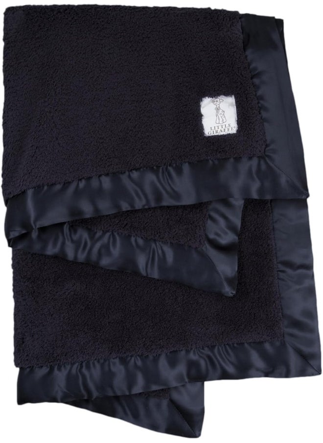 Little Giraffe Little Giraffe Baby Blanket - Chenille Soft Blanket with Satin Trim - Baby Stroller Blanket - Newborn Baby Essentials & Gifts - 29" x 35" - Denim  - Image 1