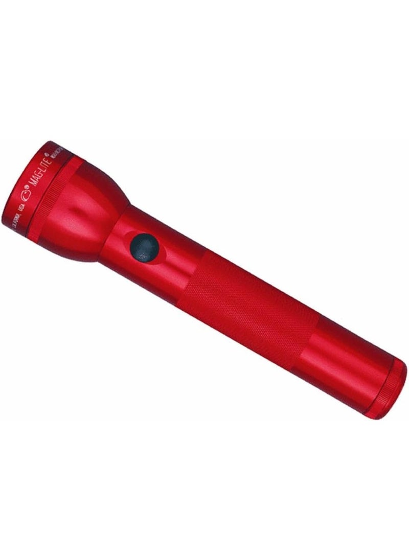 MAGLITE Maglite Heavy-Duty Incandescent 2-Cell D Flashlight, Red 