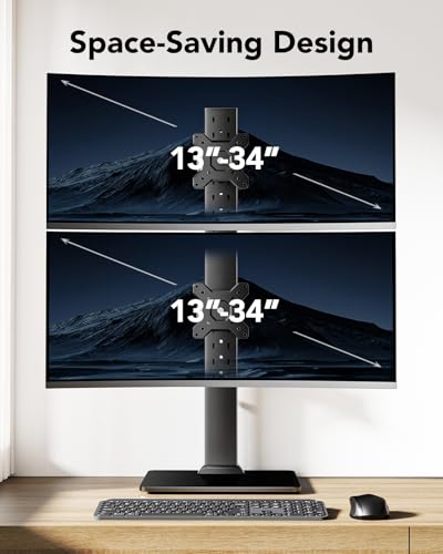 HUANUO Dual Monitor Stand for 13 to 34 Inch Max Load 44 lbs Vertical Monitor Mount Freestanding Monitor Riser with Swivel Tilt Rotation 13 Height Settings Max VESA 100x100 - Image 3