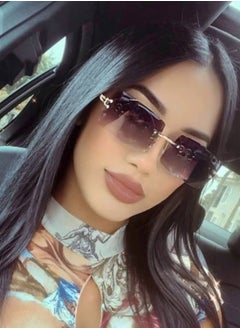 نظارة شمسية عتيقة بدون إطار نظارات مستطيلة بدون إطار بألوان الحلوى للنساء