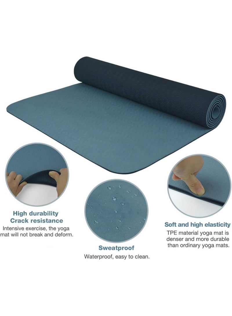 Yoga Mat, Extra Thick 6mm TPE – Fitness Mat with Carrying Sling & Storage Bag - Image 4
