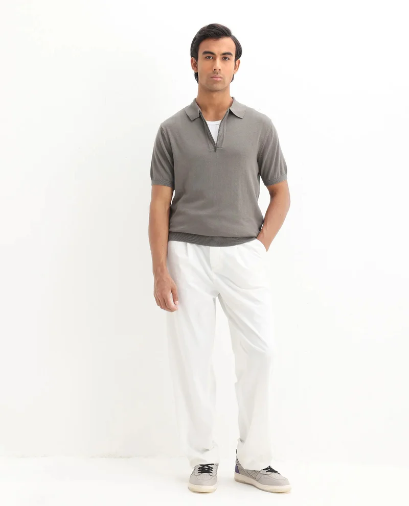 Rare Rabbit Men's Flat Knit Regular Fit Polo
