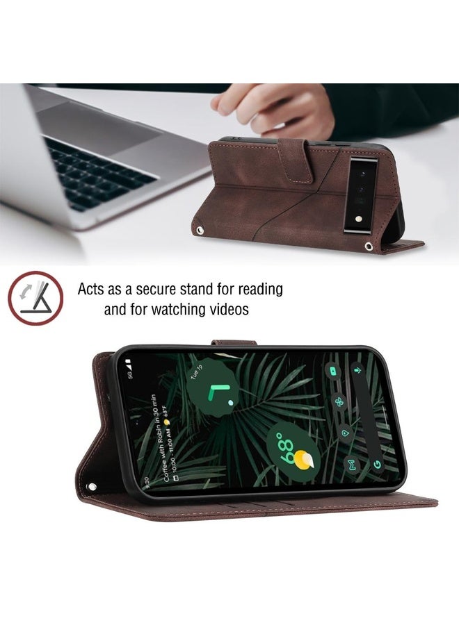 Case Cover For Google Pixel 6 Pro Skin-feel Embossed Leather Phone Case(Brown)