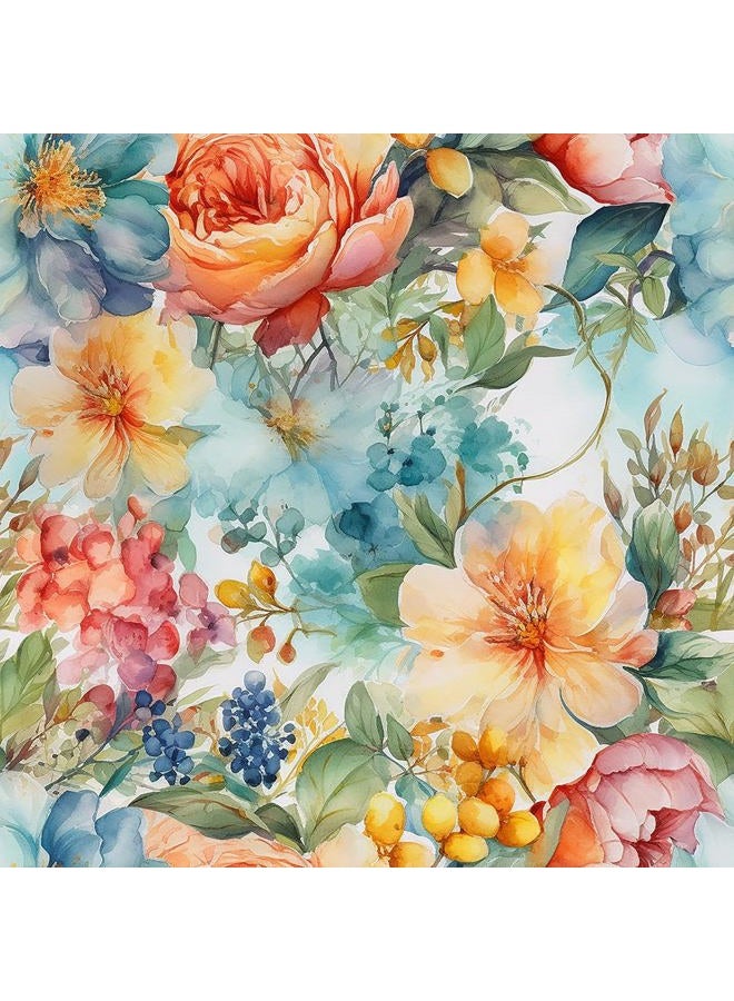 REDAMANCY Vintage Blue Orange Yellow Florals Garden Peel and Stick Wallpaper Stick on Contact Paper Vintage Wall Paper Easy Peel Off for nightstand Drawer Cabinet Renter - Image 1