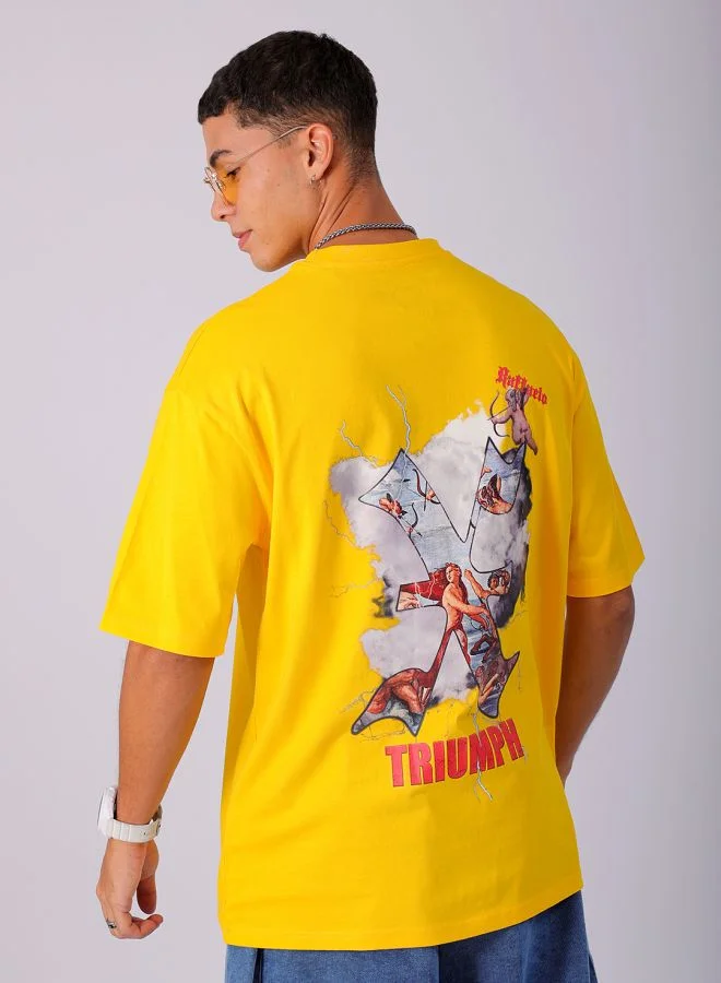 The Indian Garage Co Men's Casual Oversized Placement Print Crew Neck Short Sleeve T-Shirt